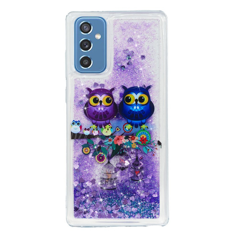 Coque Samsung Galaxy M52 5G Couple de Hiboux Violets