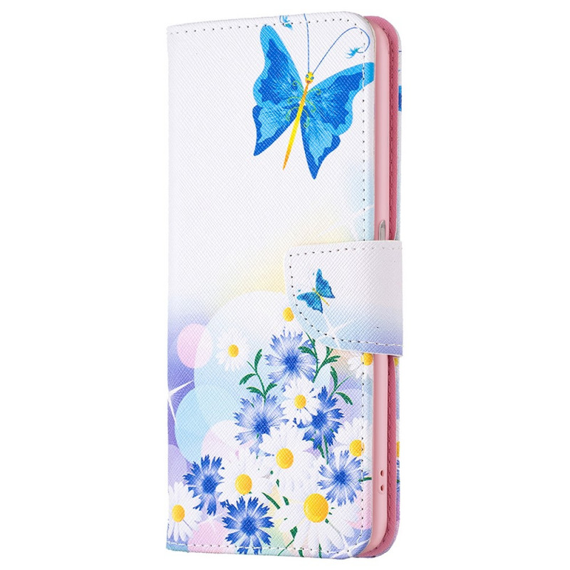 Housse Oppo A76 / Realme 9i Papillon et Fleurs Pastels