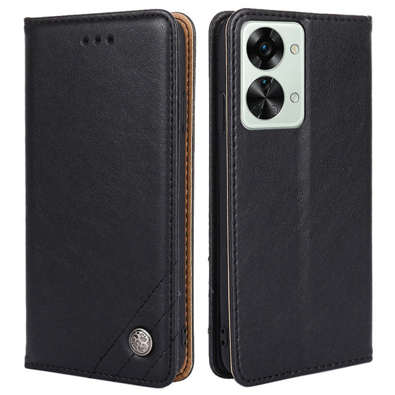 Flip Cover OnePlus Nord 2T 5G Simili Cuir avec Rivet Décoratif Ma Coque