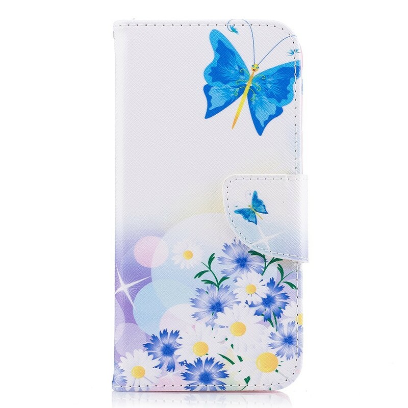 Housse Samsung Galaxy J3 2017 Papillons et Fleurs Peints