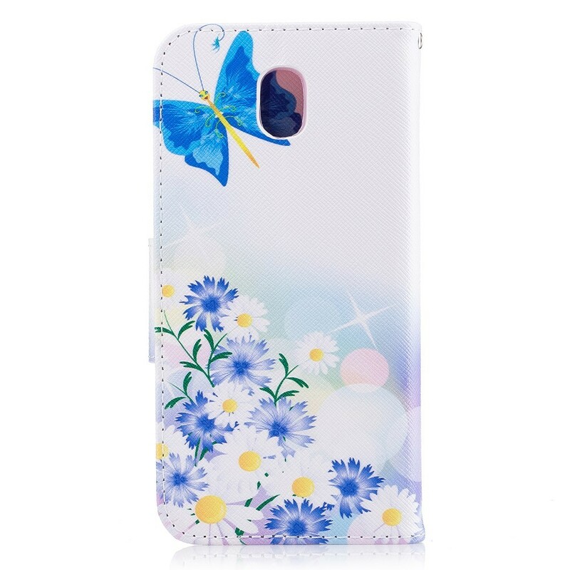 Housse Samsung Galaxy J3 2017 Papillons et Fleurs Peints