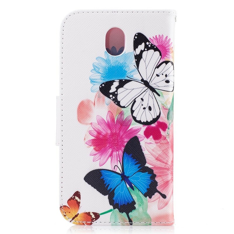 Housse Samsung Galaxy J5 2017 Papillons et Fleurs Peints