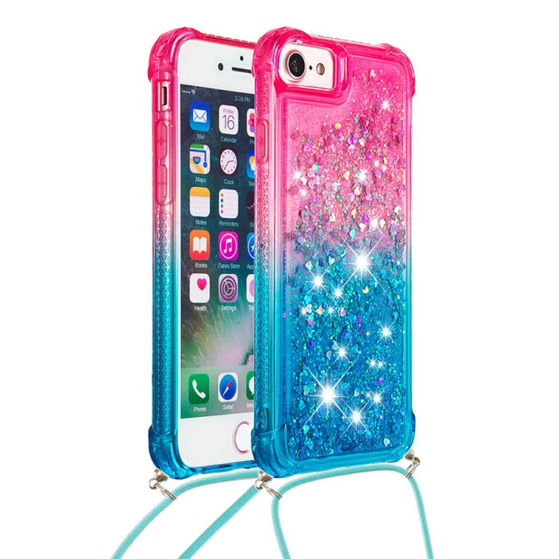 Coque iPhone SE 3 / SE 2 / 8 / 7 à Cordon Silicone Paillettes