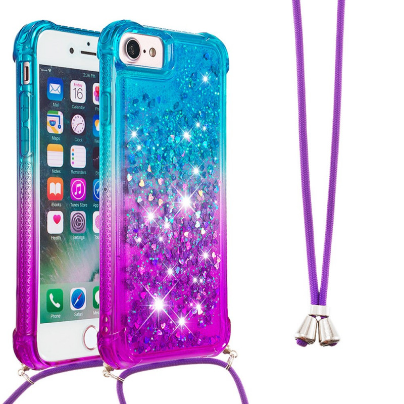 Coque iPhone SE 3 / SE 2 / 8 / 7 à Cordon Silicone Paillettes