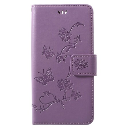 Housse Huawei Honor 9 Papillons Et Fleurs À Lanière