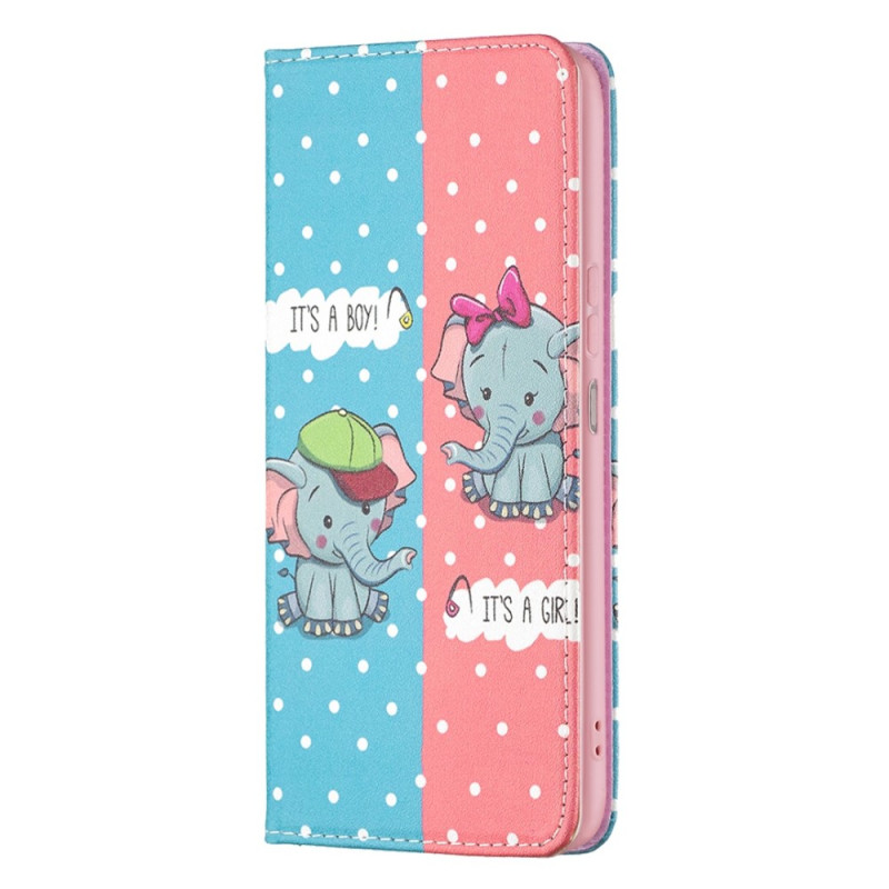 Flip Cover Xiaomi Redmi 10C Bébés Éléphants