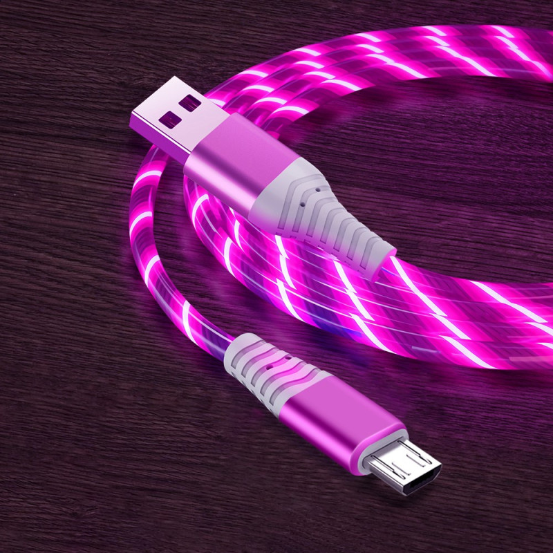 Câble de Recharge avec lumière LED USB vers Micro-USB