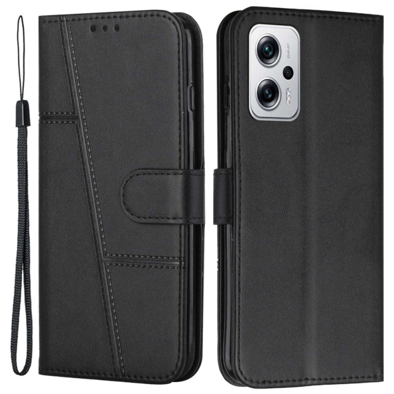 Housse Xiaomi Redmi Note 12T Pro/Poco X4 GT Simili Cuir Couture Diagonale