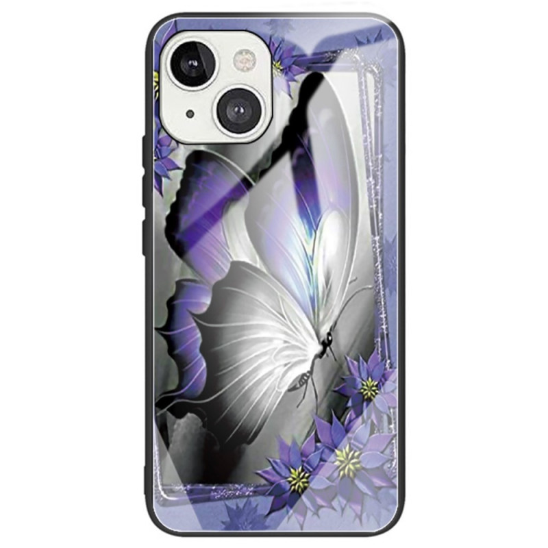 Coque iPhone 14 Verre Trempé Papillon Violet