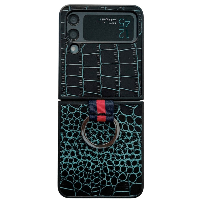 Coque Samsung Galaxy Z Flip 4 Style Crocodile et Anneau