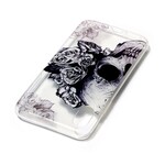 Coque iPhone X Transparente Tête de Mort Fleurie