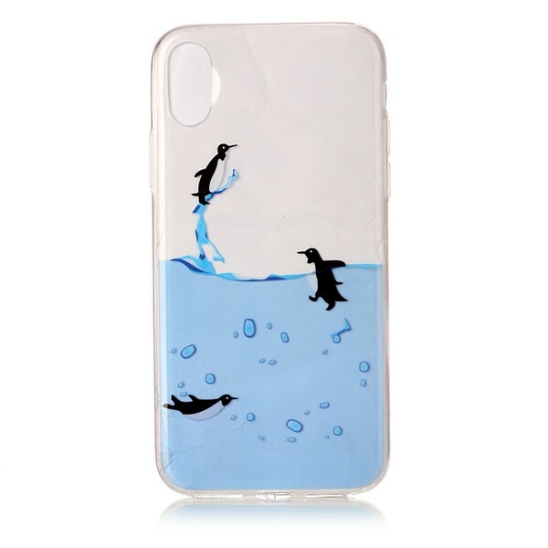Coque iPhone X Transparente Jeu de Pingouins