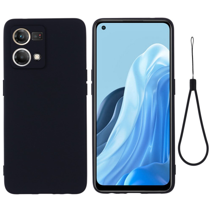 Coque Oppo Reno 7 Silicone Liquide Avec Lanière