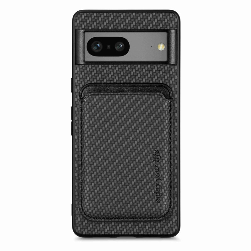 Coque Google Pixel 7 Fibre Carbone Porte-Cartes Amovible