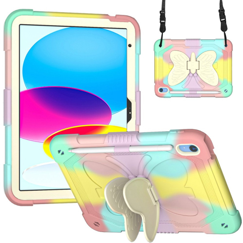 Coque iPad (2025) / 10.9" (2022) Ultra Résistante et Bandoulière Papillon