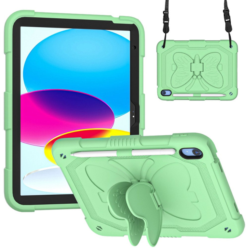 Coque iPad (2025) / 10.9" (2022) Ultra Résistante et Bandoulière Papillon Unie