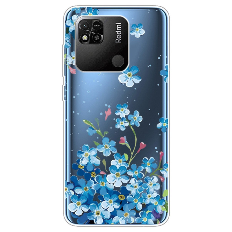 Coque Xiaomi Redmi 10A Transparente Fleurs Bleus