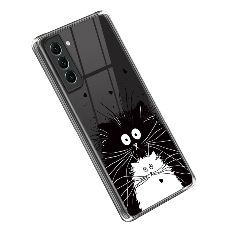 Coque Samsung Galaxy S23 5G Transparente Chat Blanc Chat Noir