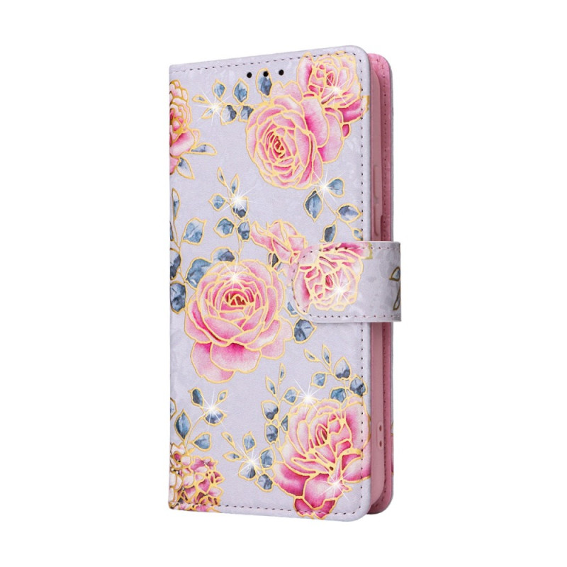 Housse Samsung Galaxy S23 5G Fleurs RFID avec Lanière