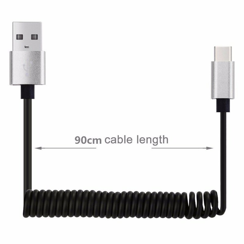 Cable de recharge à ressort USB vers USBC Cable de recharge à ressort USB vers USBC