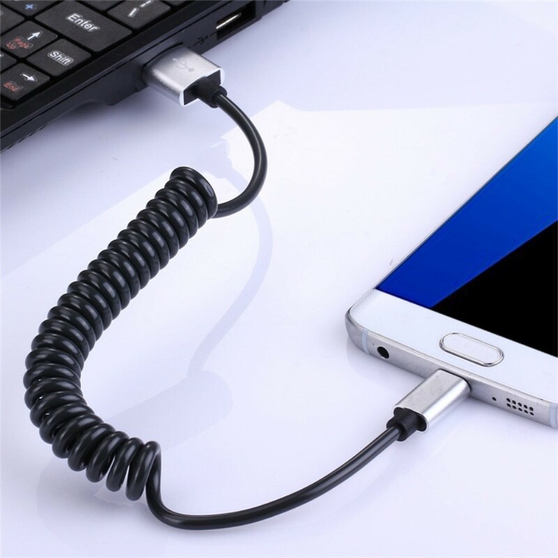 Cable de recharge à ressort USB vers USBC Cable de recharge à ressort USB vers USBC
