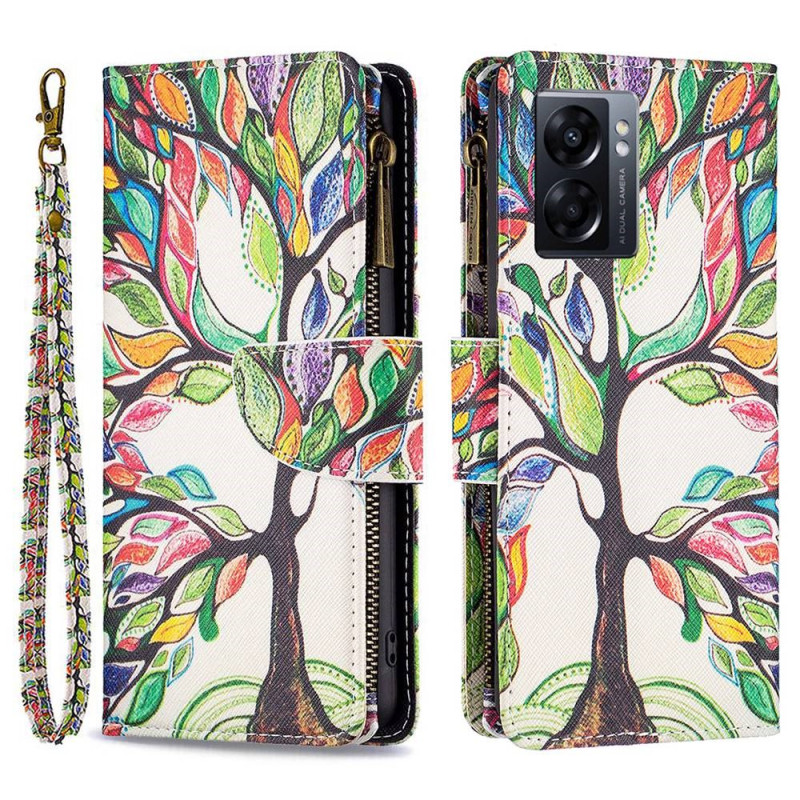 Housse Oppo A57 5G Poche Zippée Arbre