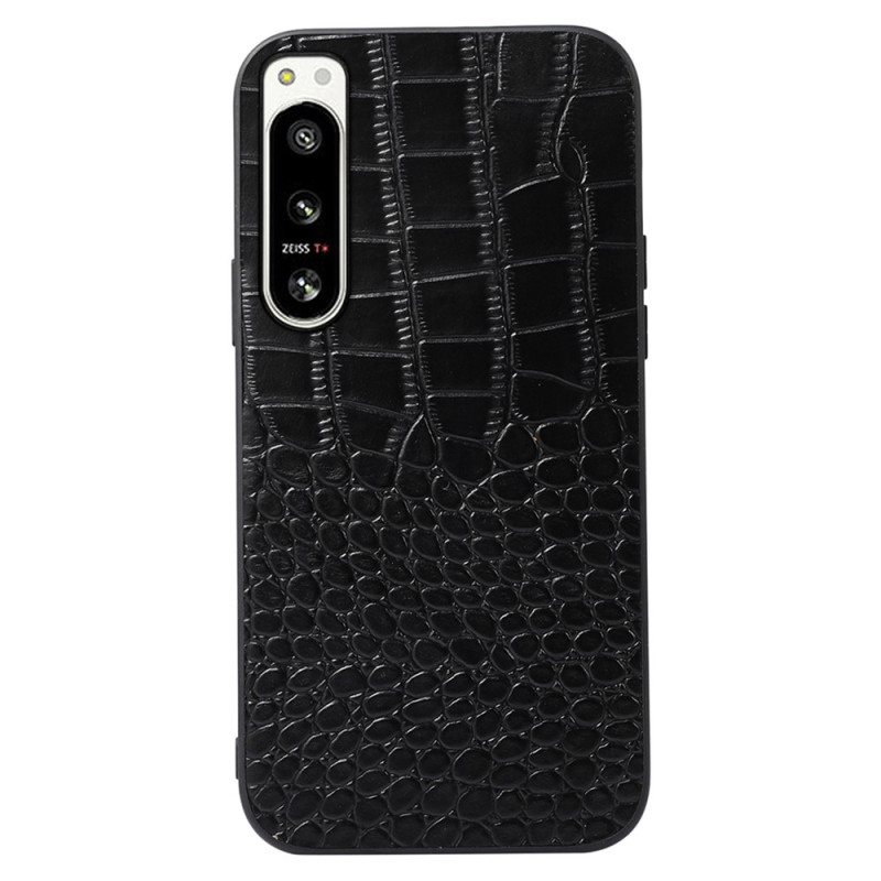 Coque Sony Xperia 5 IV Cuir Véritable Texture Crocodile