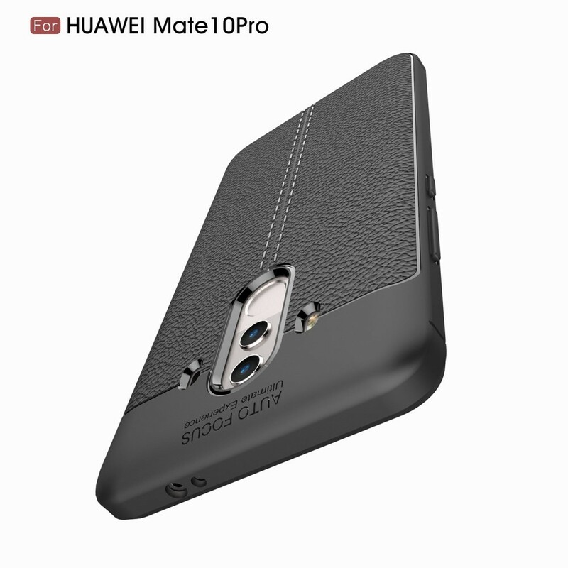 Coque Huawei Mate 10 Pro Effet Cuir Litchi Double line