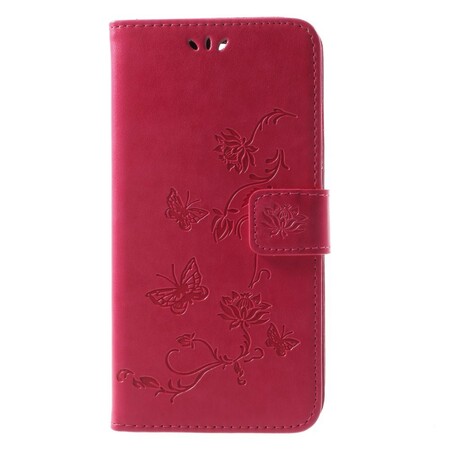 Housse Huawei Mate 10 Lite Papillons et Fleurs à Lanière