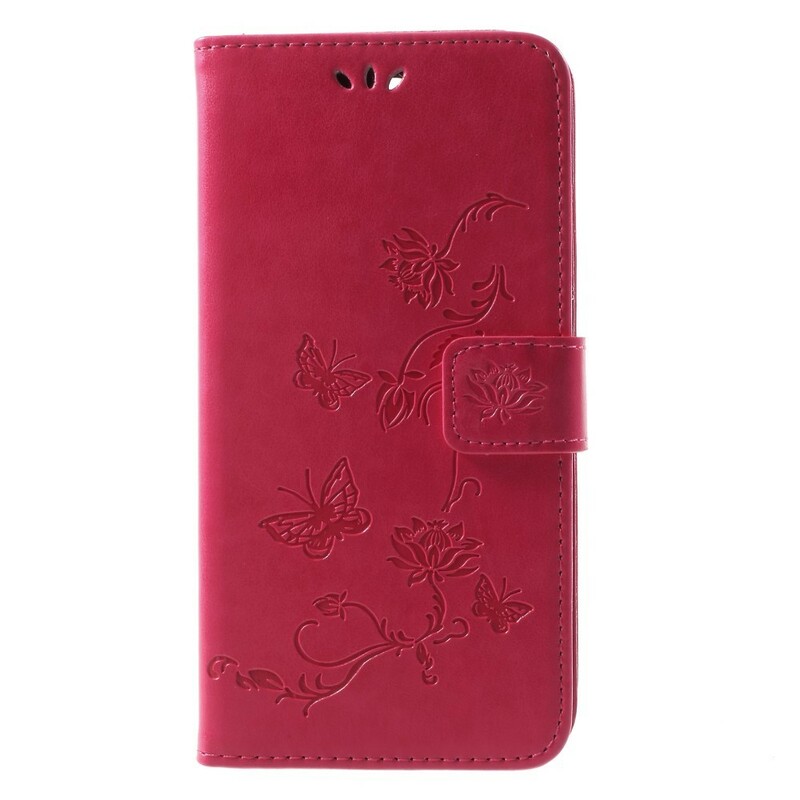 Housse Huawei Mate 10 Lite Papillons et Fleurs à Lanière