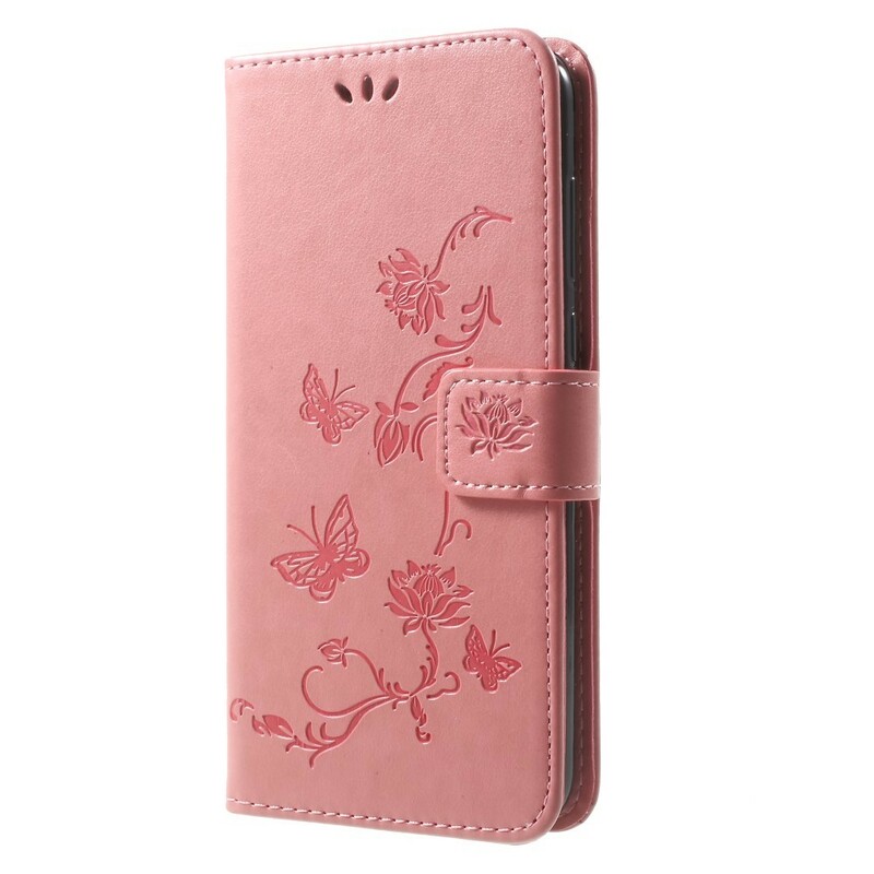 Housse Huawei Mate 10 Lite Papillons et Fleurs à Lanière