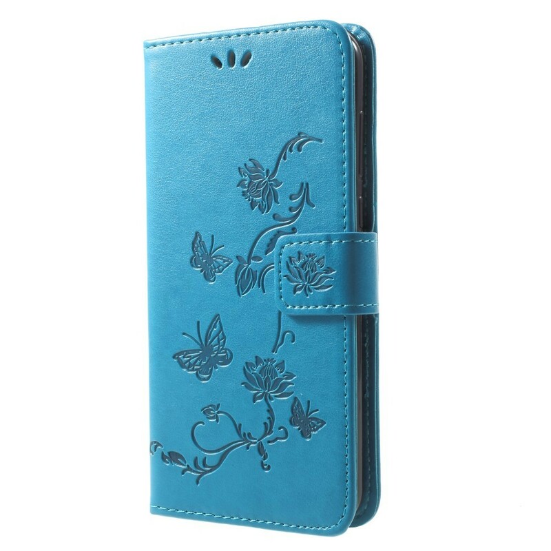 Housse Huawei Mate 10 Lite Papillons et Fleurs à Lanière