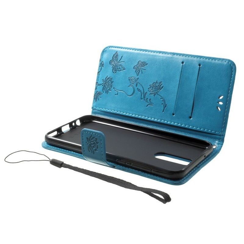 Housse Huawei Mate 10 Lite Papillons et Fleurs à Lanière