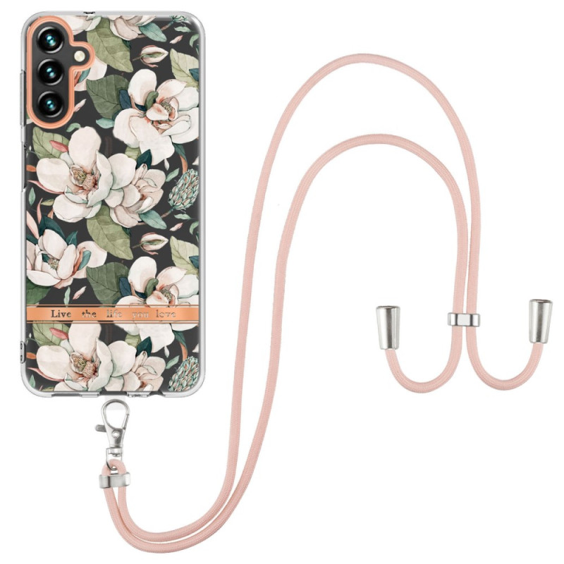 Coque Samsung Galaxy A54 5G à Cordon Fleurs