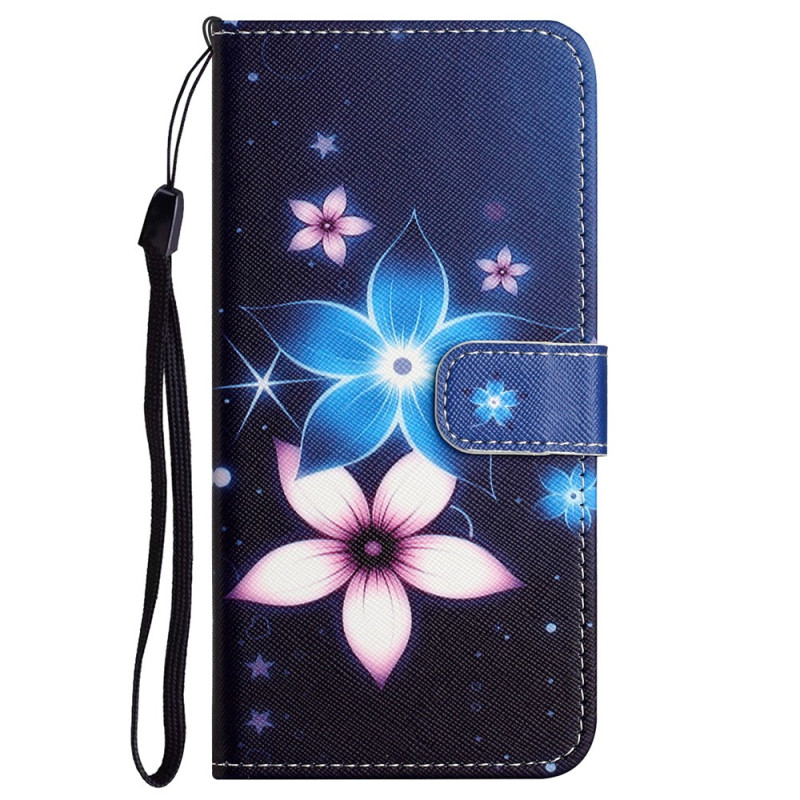 Housse Xiaomi Redmi Note 12 4G Fleurs Lunaires à Lanière