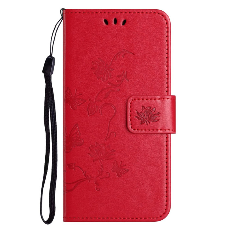 Housse Xiaomi Redmi Note 12 4G Fleurs et Papillons à Lanière