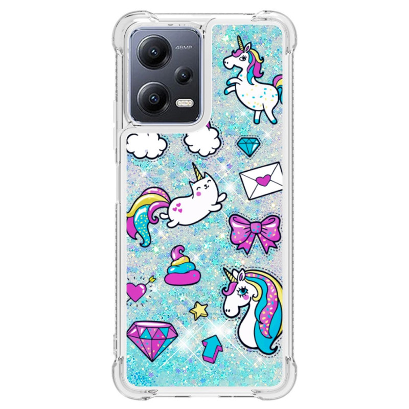 Coque Xiaomi Redmi Note 12/Poco X5 5G Paillettes Licornes