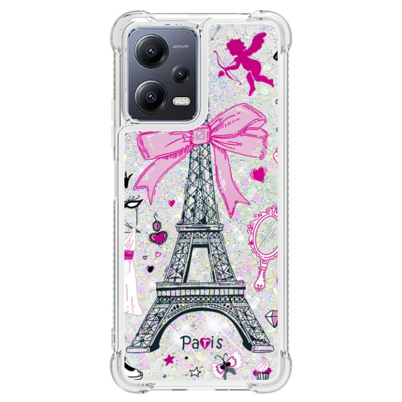 Coque Xiaomi Redmi Note 12/Poco X5 5G Paillettes Tour Eiffel