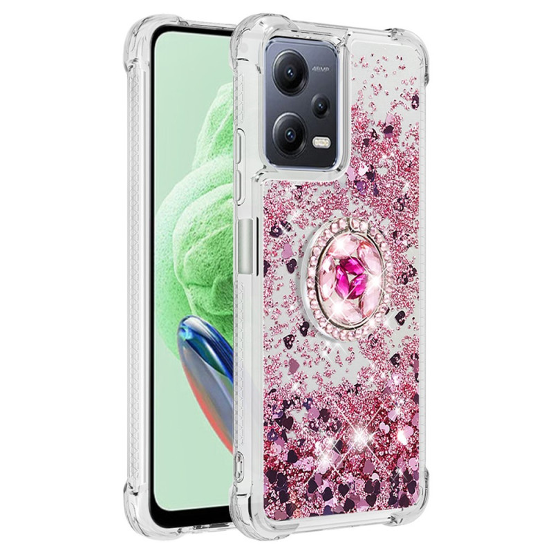 Coque Xiaomi Redmi Note 12/Poco X5 5G Paillettes Colorées Anneau-Support