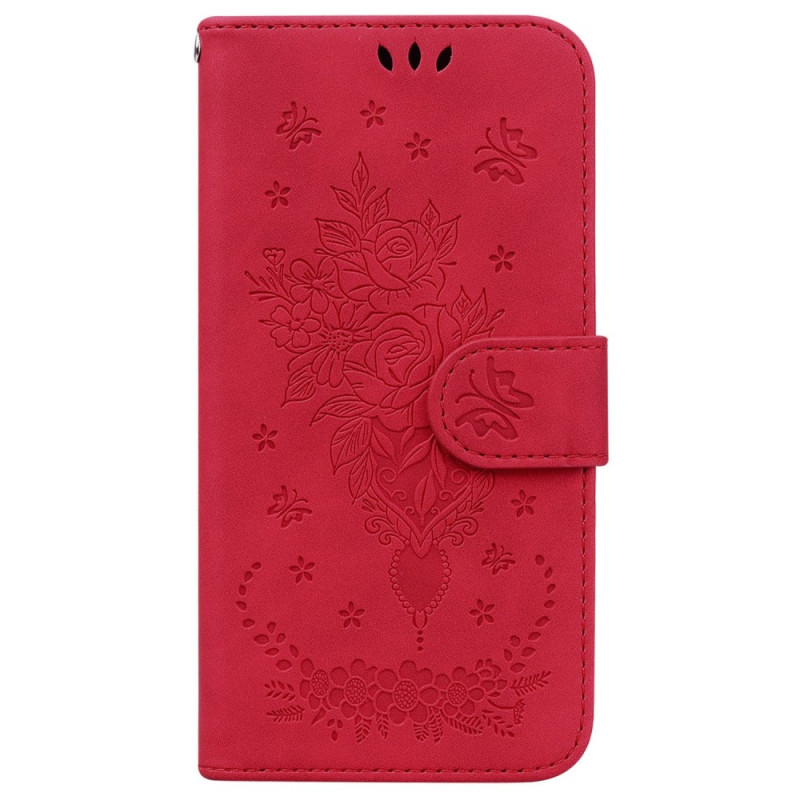 Housse Xiaomi 12 / 12X / 12S Roses et Papillons à Lanière