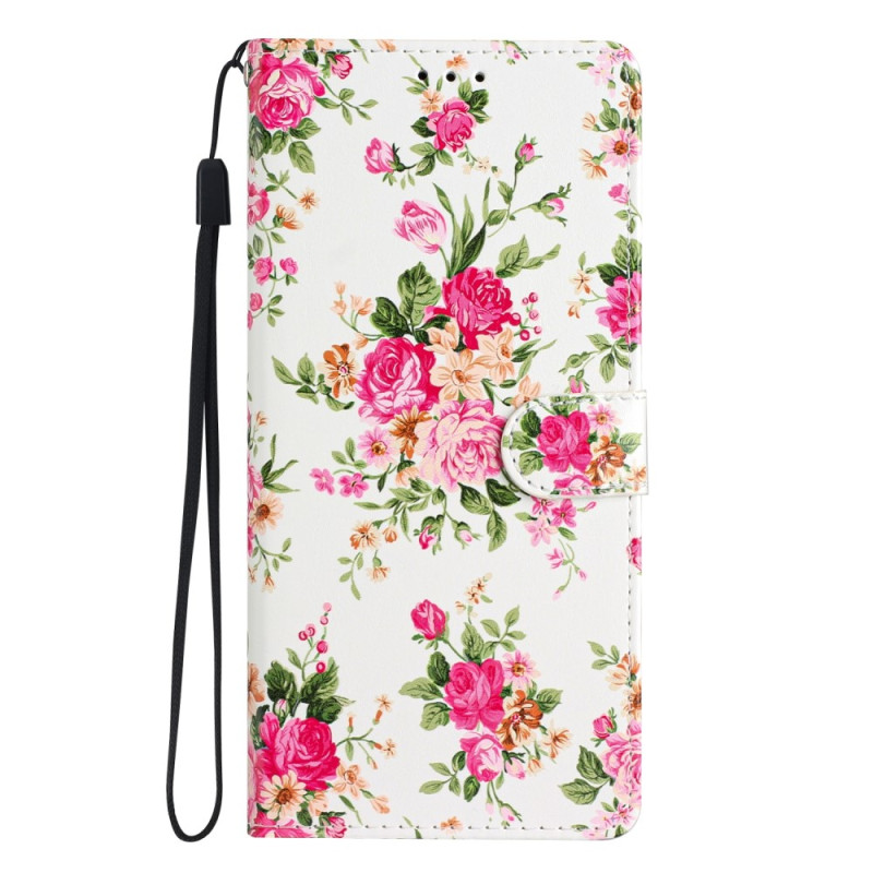 Housse Moto G13/G23/G53 5G Fleurs Liberty à Lanière