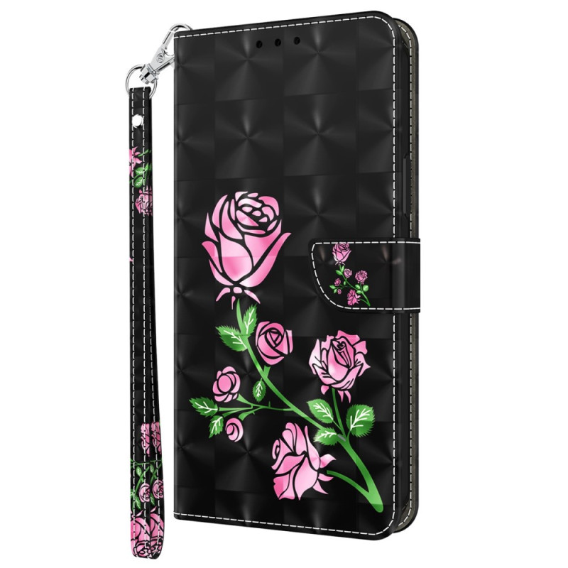 Housse Xiaomi Redmi Note 12 Pro/Poco X5 Pro 5G Fleurs Roses à Lanières