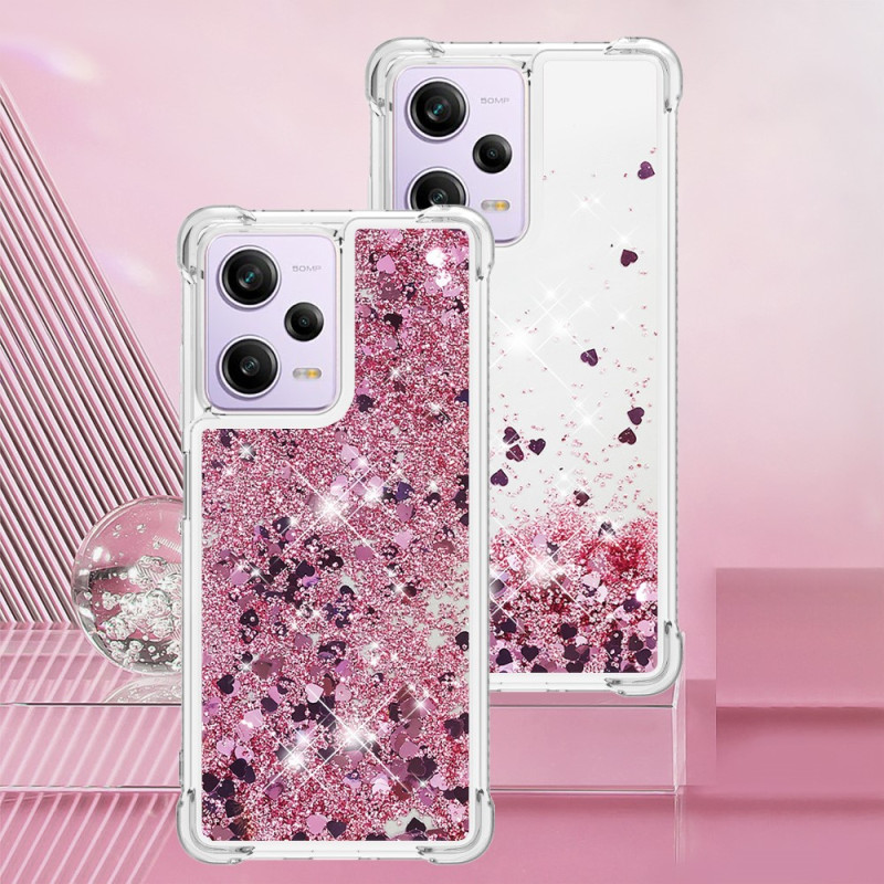 Coque Redmi Note 12 Pro 5G - Texture Marbre Pailleté, Anneau Rotatif 360°, TPU Souple - Protection Complète, Design Mince