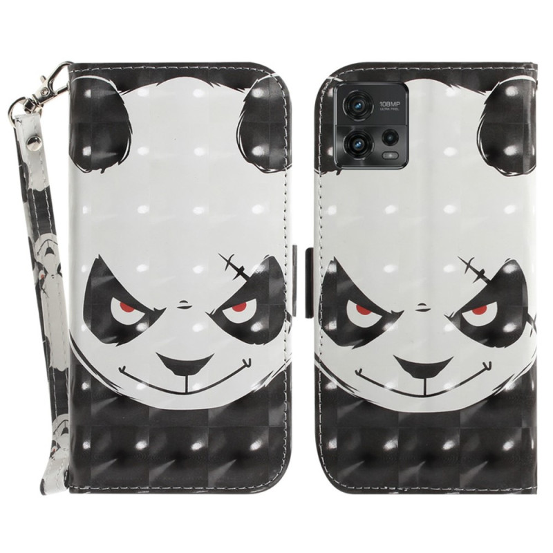 Housse Moto G72 Angry Panda à Lanière