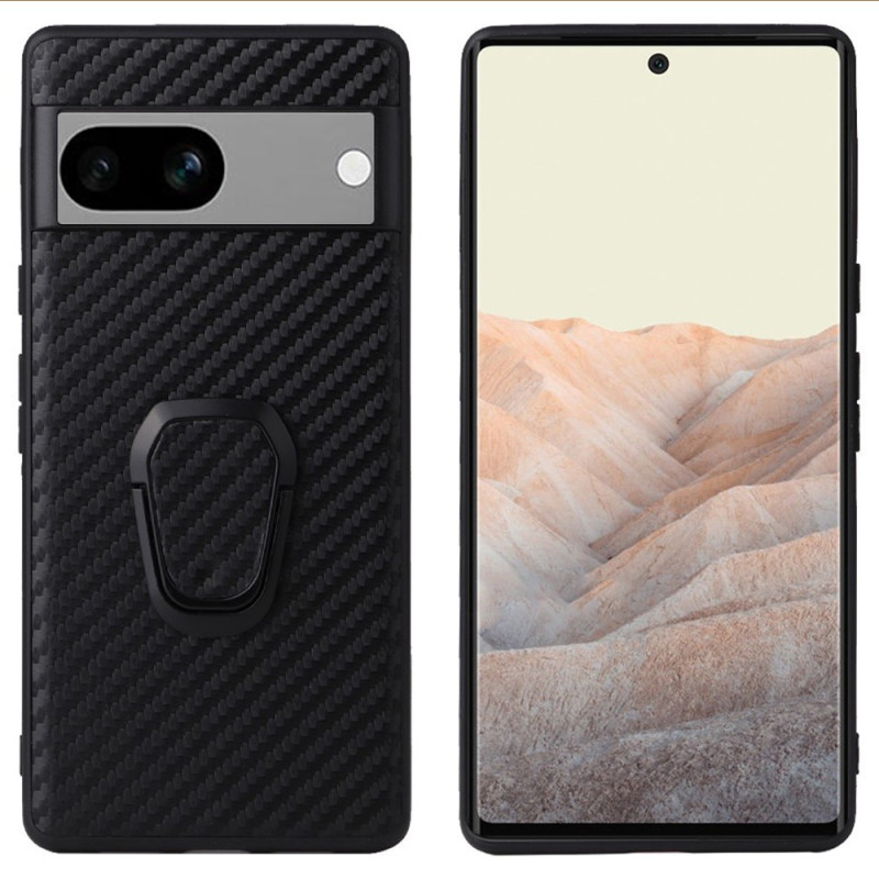 Coque Google Pixel 7A Fibre Carbone Anneau-Support