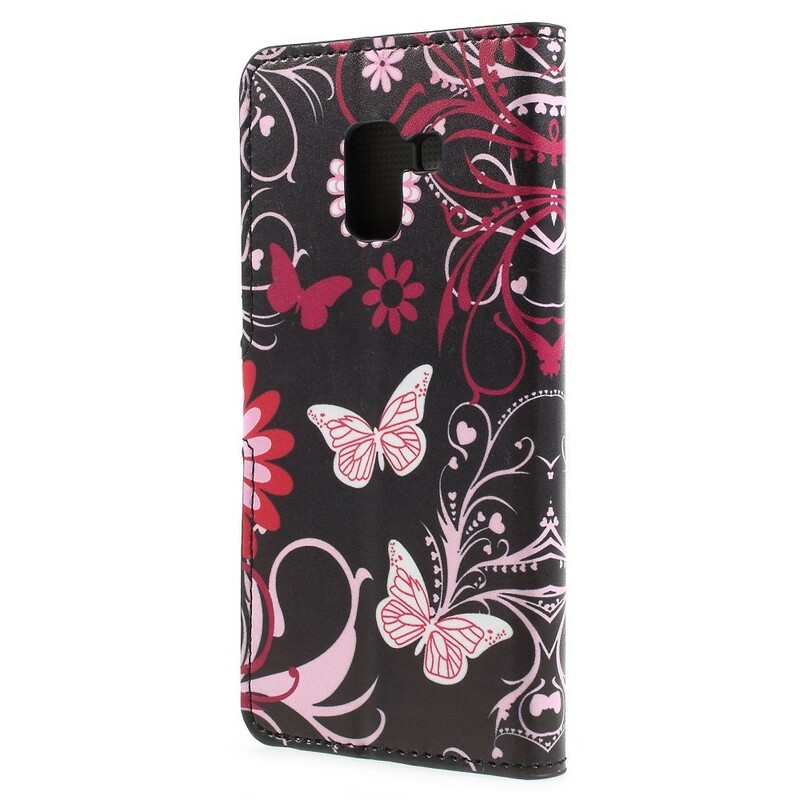 Housse Samsung Galaxy A8 2018 Papillons et Fleurs