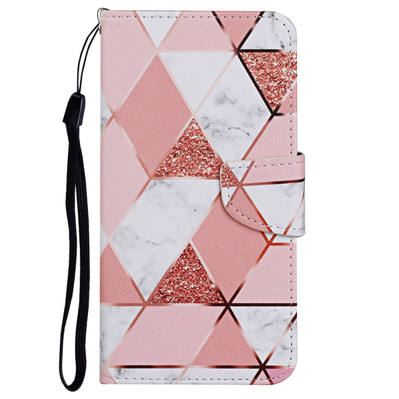Housse Xiaomi Redmi 12C Marbre et Paillettes à Lanière