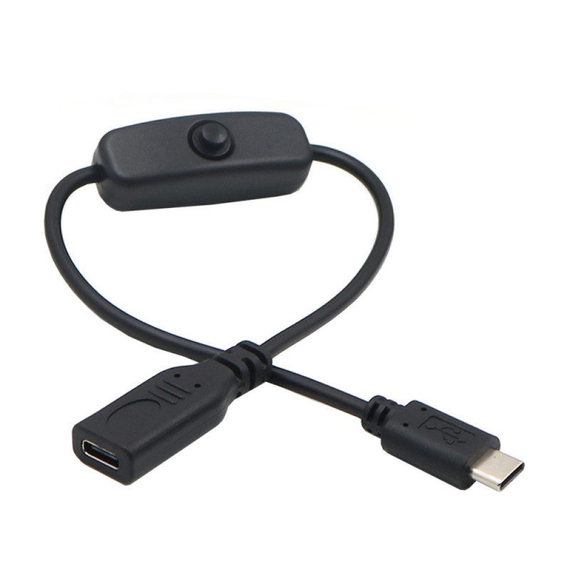 Câble avec Bouton On/Off Ports USB-C Femelle à USB-C Mâle