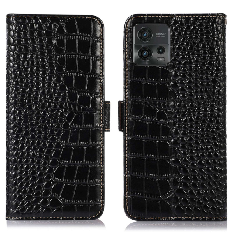 Housse Moto G72 Style Crocodile RFID