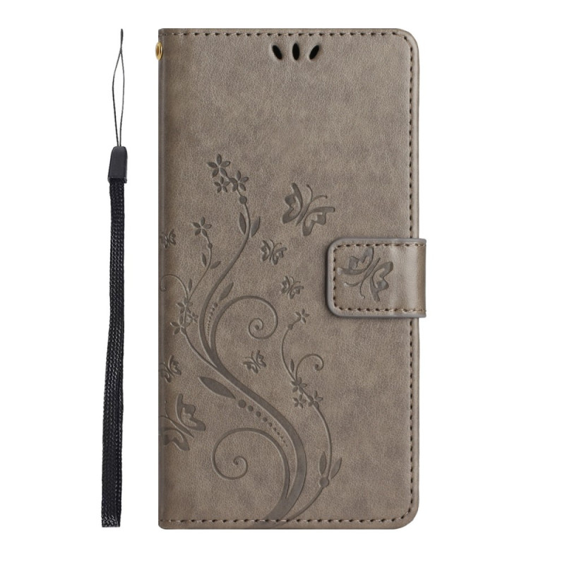 Housse Moto E22 / E22i Fleurs et Papillons à Lanière